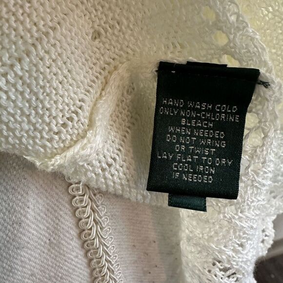 Lauren Ralph Lauren Womens Linen Knit Cardigan Sweater Size Petite Medium PM - Picture 4 of 9